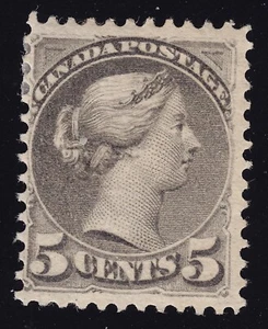 Canada Scott 42 Mint HR OG 5c 1888-97 gray Lot AD6004 bhmstamps - Picture 1 of 2