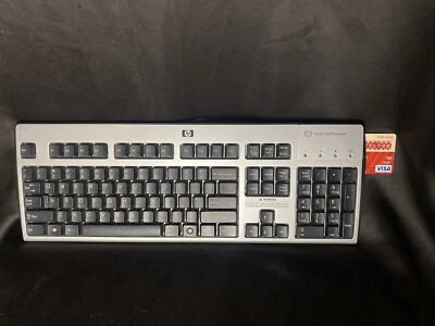 HP KUS0133 USB Keyboard Integrated CAC Smart Card Reader Silver - Image 1 of 2