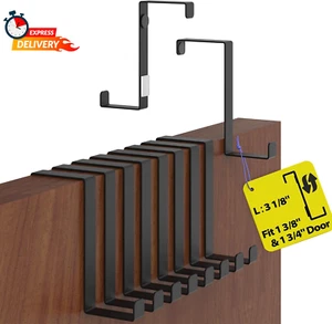 over the Door Hooks 10 Pack, 2-Sided Fits 1 3/8" & 1 3/4" Coat Hanger, Black Tow - Picture 1 of 12