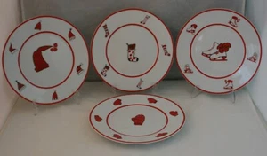Vintage Tabletop Unlimited Porzellan Weihnachtsteller Schlittschuh Party 4er Set Neu - Bild 1 von 15