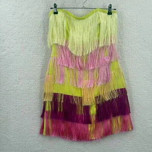Milly Nuoir Ombré Fransenkleid bunt Fransen trägerlos Größe 6 Neu mit Etikett - Bild 1 von 10