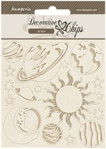 Stamperia DECORATIVE CHIPS - ACCENTS 5.5" x 5.5" - FORTUNE - PLANETS - Picture 1 of 1