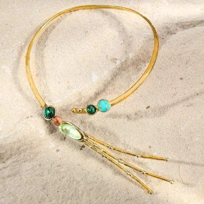 Collar envolvente Tara Mesa multipiedra verde pavo real *SOFISTICADO* [PRECIO DE VENTA SUGERIDO POR EL FABRICANTE ~ $425] Foto 1 de 3