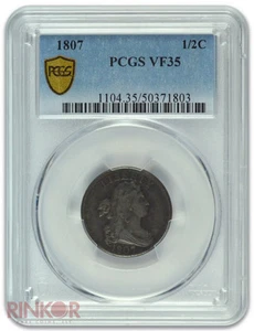 1807 Draped Bust Half Cent PCGS VF-35 - Picture 1 of 3