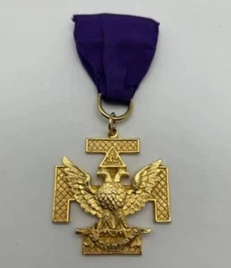 Joya Masónica Rito Escocés Grado 32, Águila Doble Cabeza en Cruz Teutónica, - Imagen 1 de 4