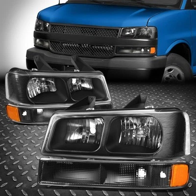 For 03-24 Chevy Express GMC Savana Black Headlights Bumper Signal Lamp Assembly - Image 1 of 4