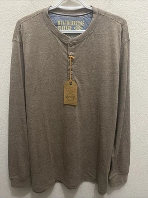 Camiseta Henley de manga larga marrón topo XL resistente a la intemperie vintage para hombre $44 Foto 1 de 4