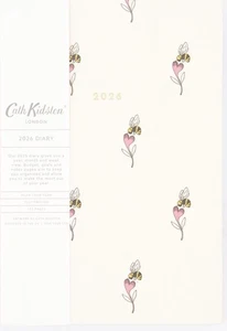 Cath Kidston ~ A5 ~ 2026 ~ Stofftagebuch Woche/Monatsansicht ~ rosa Krokus Bienen - Bild 1 von 2