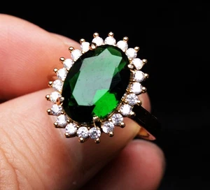 9.8*13.5mm Top Quality Natural Green Tourmaline Crystal Women Gemstone Ring - Picture 1 of 6