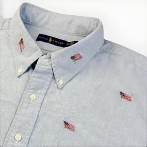 Camisa Polo Ralph Lauren Bandera Americana EE. UU. AOP Bordada con Botones Talla 2XLT - Imagen 1 de 9