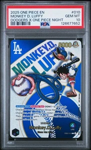 2025 ONE PIECE PROMOS DODGERS X ONE PIECE NIGHT #010 MONKEY D. LUFFY PSA 10 #010 - Bild 1 von 3