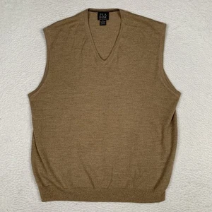 Jos A Bank Signature Collection 100% Merino Wool Vest Mens XL V Neck Beige - Picture 1 of 9