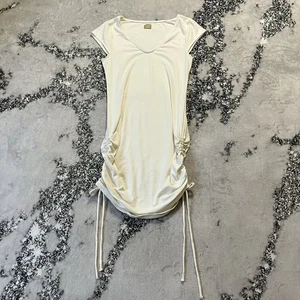 Free People Minikleid Damen Größe XL weiß gutes Gefühl gerafft Kurzarm - Bild 1 von 8