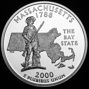 2000 S Massachusetts State Gem Clad Proof ~ Statehood Washington Quarter Dollar - Picture 1 of 2