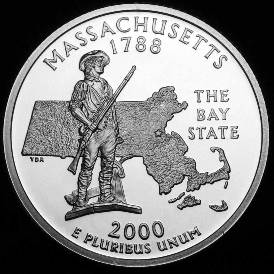 2000 S Massachusetts Mint Silver Statehood Washington Quarter from Proof Set - Image 1 of 2