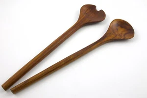 Servidores de utensilios de ensalada de teca modernos daneses de mediados de siglo vintage - Imagen 1 de 7