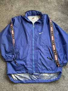 Mens Vintage Nike USA Track Windbreaker Jacket Size 2XL Hooded Lined Blue (18) - Picture 1 of 9