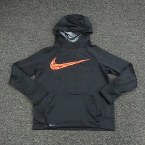 Nike Hoodie Boys Large Black Dri-Fit Center Swoosh Long Sleeve Gym Youth - Picture 1 of 8