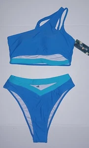 Blooming Jelly TWO-PIECE BIKINI Swimsuit BATHING SUIT SIZE MEDIUM BLUE - Picture 1 of 2