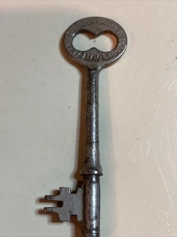 Sargent & Co  Antique Lock Skeleton Key   Patent May 15 1888 Cover