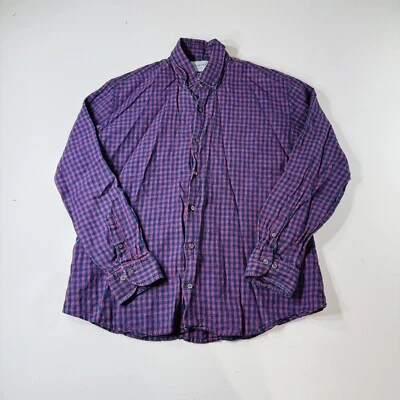 Camisa Ledbury Abotonada Manga Larga Rojo Azul Lino a Cuadros Para Hombre Talla XL Foto 1 de 4