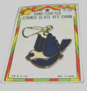Llavero de vitral hecho a mano AZUL BIRD llavero nuevo de colección hippies - Imagen 1 de 2