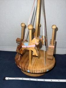 Vintage Wooden Carousel String Merry Go Round Whirligig Toy - Picture 1 of 6