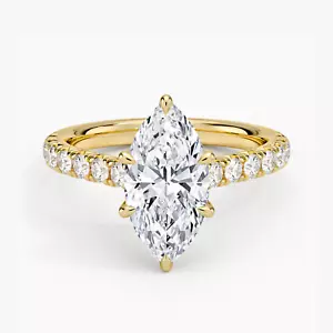 2 Ct Marquise Cut Lab Grown Diamond Solitaire Engagement Ring 14k Yellow Gold - Picture 1 of 3