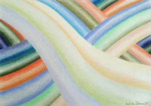 "WEAVE", Buntstift auf Papier, 12" x 17", 2016, Drähte, Röhren, Verkabelung, Schläuche - Bild 1 von 3