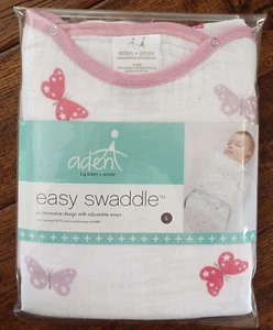 Aden + Anais Easy Swaddle Adjustable Snaps Pink Butterflies Wearable Blanket L - Picture 1 of 2