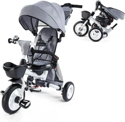 Triciclo para bebé, triciclo plegable 7 en 1 para niños con asa para padres.2024 Foto 1 de 4