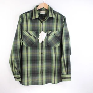 Camicia da uomo Roundtree & York outdoor a maniche lunghe con bottoni verde a quadri - Foto 1 di 6