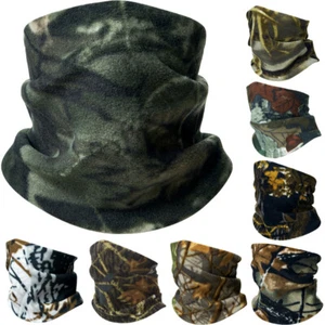 Camo Warmer Neck Gaiter Winter Polar Fleece Face Mask Ski Half Face Cover Scarfs - Picture 1 of 34