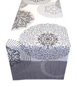 Tischdecke Tischläufer modern grau weiß Kreise Frühling Sommer 130 x 40 cm - Bild 1 von 1