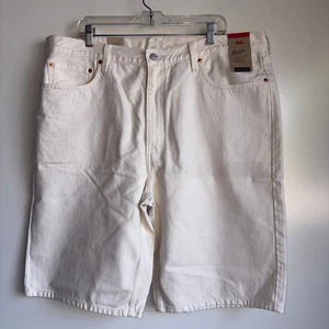 Pantaloncini corti uomo Levi's 469 larghi 12" taglia 40 bianco sporco denim cotone nuovi con etichette - Foto 1 di 10
