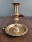 Vintage Brass Finger Loop 8" Tall Candle Stick Holder w/Dip Tray