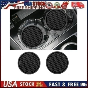 Car Cup Holder Coaster, 2 Pack Non-Slip Insert Coasters, Universal Black - Picture 1 of 15