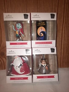 4 x Hallmark Ornaments Nightmare Before Christmas Mayor VHS Sandy Claws Sally - Picture 1 of 6
