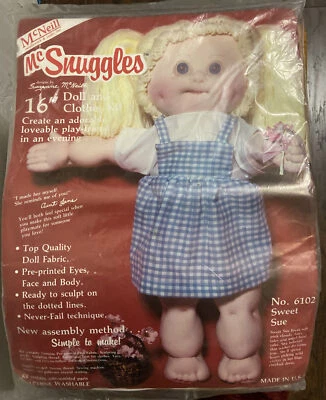 Vintage 1984 Mc Neil Mc Snuggles 16" Craft Cloth Doll DIY Sewing Kit Sweet Sue v - Imagem 1 de 2