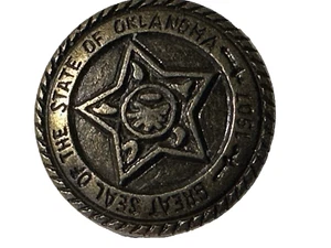 1907 Small Brass Button - Great Seal of The State of Oklanoma / 1907 - Picture 1 of 2
