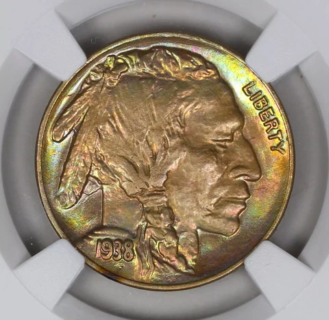 1938 D Buffalo Nickel NGC MS-66 Double Sided Rainbow Toner! Cover