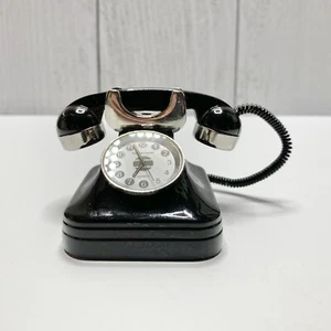 Reloj Romanowski Teléfono Negro Miniatura Kitsch Baratija Knick Knack Pieza - Imagen 1 de 8