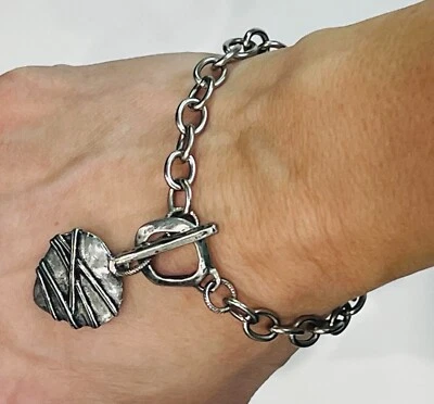Pulsera de cadena de corazón de plata para mujer con cierre de palanca, regalo para ella Foto 1 de 3