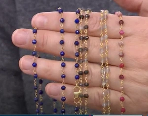 Rarities Carol Brodie Gold Plated Silver Wire Wrap Necklace LABRADORITE 36" Nwt - Picture 1 of 6