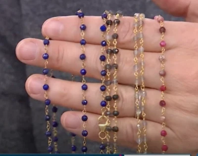 Rarities Carol Brodie Gold Plated Silver Wire Wrap Necklace LABRADORITE 36" Nwt - Image 1 of 4