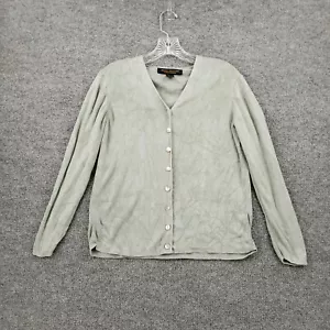 VINTAGE Brooks Brothers Cardigan Womens S Small Green Silk Sweater V Neck - Picture 1 of 10