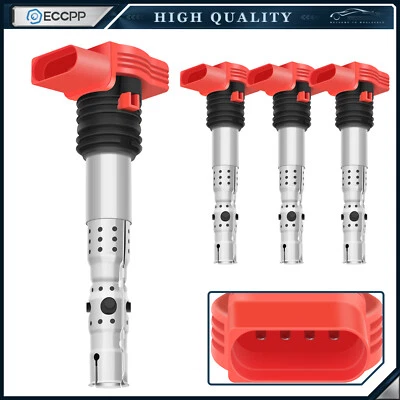 ECCPP 4 Ignition Coils For 2002-2004 Audi A4 A6 A4 Quattro A6 Quattro V6 3.0L - Image 1 of 4