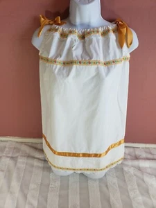HandMade Girl Vintage Pillow Case Dress White Embroidery Scalloped Edge Size 5/6 - Picture 1 of 6