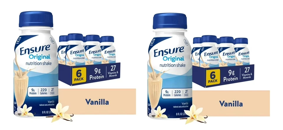 Ensure Original Nutrition Shake,9 克蛋白质,香草,8 液量盎司 - 12 包 — 第 1/1 张图片