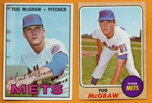 Lotto 2 carte Tug McGraw 1967 e 1968 Topps New York Mets EXMT - Foto 1 di 2